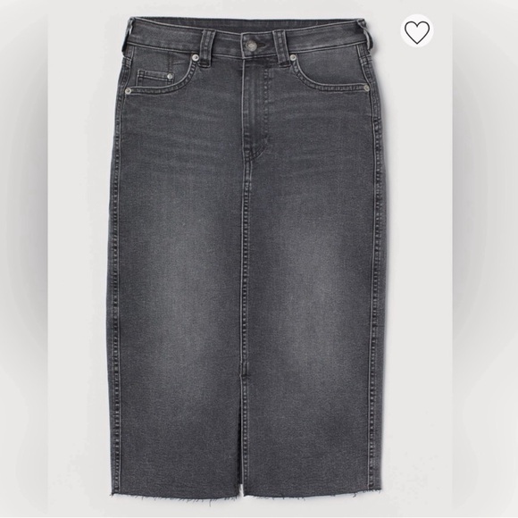 H&M DENIM || black denim midi skirt - Picture 1 of 6